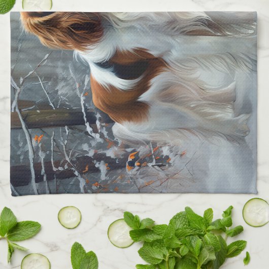 Cavalier King Let It Snow Christmas gebürstet Geschirrtuch (Gefaltet)