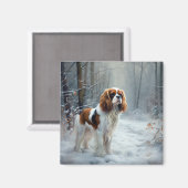 Cavalier King Let It Snow Christmas gebürstet Magnet (Vorderseite/Rückseite)
