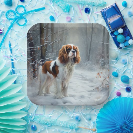 Cavalier King Let It Snow Christmas gebürstet Pappteller (Party)