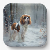 Cavalier King Let It Snow Christmas gebürstet Pappteller (Vorderseite)