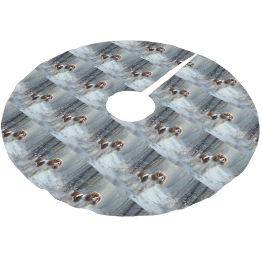 Cavalier King Let It Snow Christmas gebürstet Polyester Weihnachtsbaumdecke (Schrägansicht)