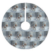 Cavalier King Let It Snow Christmas gebürstet Polyester Weihnachtsbaumdecke (Vorderseite)