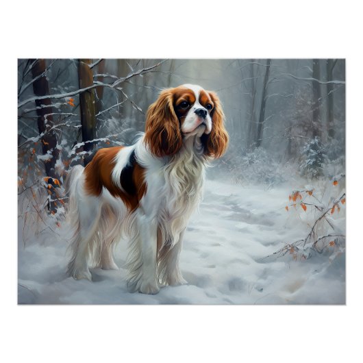 Cavalier King Let It Snow Christmas gebürstet Poster (Vorderseite)
