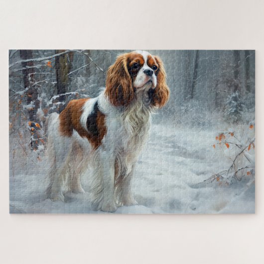 Cavalier King Let It Snow Christmas gebürstet Puzzle (Horizontal)