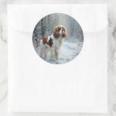 Cavalier King Let It Snow Christmas gebürstet Runder Aufkleber (Tasche)