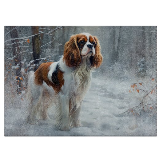 Cavalier King Let It Snow Christmas gebürstet Schneidebrett (Vorderseite)