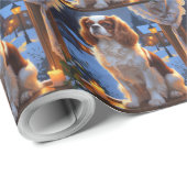 Cavalier King mit Weihnachtsbeleuchtung Urlaub Geschenkpapier (Rolleneckpunkt)