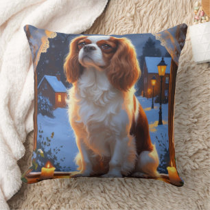 Cavalier King mit Weihnachtsbeleuchtung Urlaub Kissen