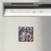 Cavalier King mit Weihnachtsbeleuchtung Urlaub Magnet (In Situ (Geschirrspüler))