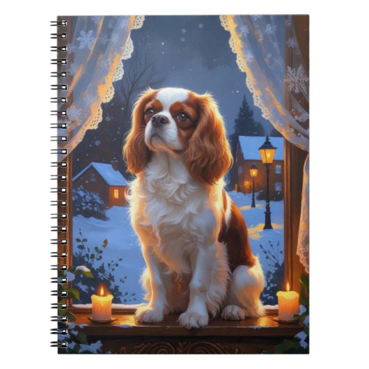 Cavalier King mit Weihnachtsbeleuchtung Urlaub Notizblock (Vorderseite)