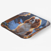 Cavalier King mit Weihnachtsbeleuchtung Urlaub Pappteller (Gewinkelt)