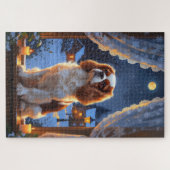 Cavalier King mit Weihnachtsbeleuchtung Urlaub Puzzle (Horizontal)