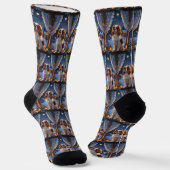 Cavalier King mit Weihnachtsbeleuchtung Urlaub Socken (Gewinkelt)