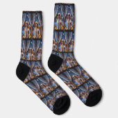 Cavalier King mit Weihnachtsbeleuchtung Urlaub Socken (Rechts)