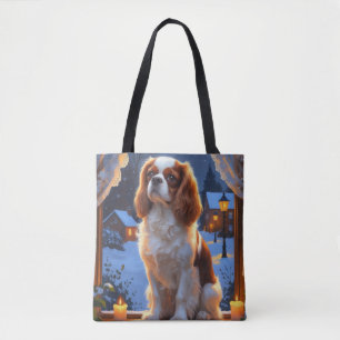 Cavalier King mit Weihnachtsbeleuchtung Urlaub Tasche