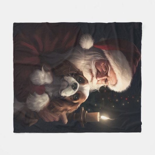 Cavalier King mit Weihnachtsfeiertag Fleecedecke (Vorderseite (Horizontal))