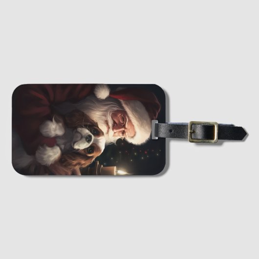 Cavalier King mit Weihnachtsfeiertag Gepäckanhänger (Vorderseite (Horizontal))