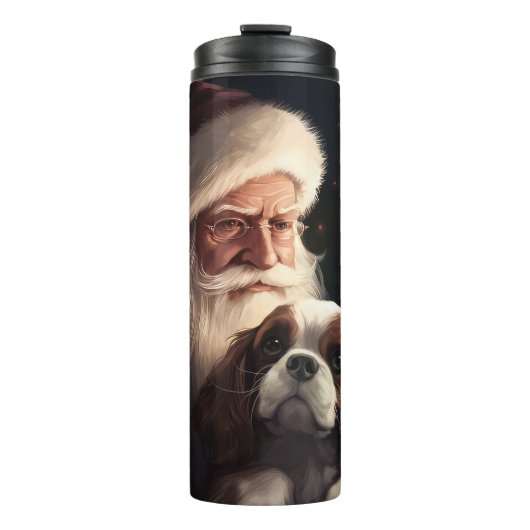 Cavalier King mit Weihnachtsfeiertag Thermosbecher (Vorderseite)