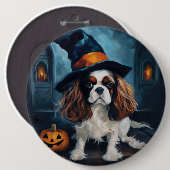 Cavalier King Pumpkins Halloween Beängstigend Button (Vorne & Hinten)