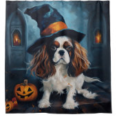 Cavalier King Pumpkins Halloween Beängstigend Duschvorhang (Vorderseite)