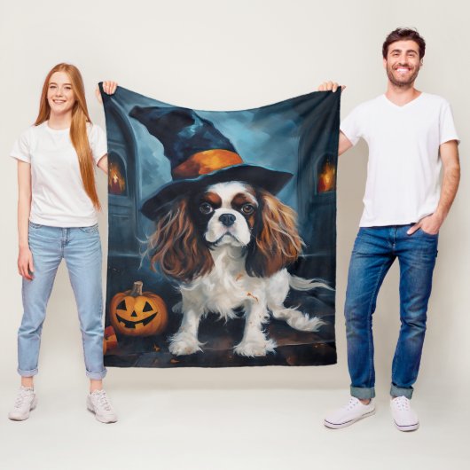Cavalier King Pumpkins Halloween Beängstigend Fleecedecke (Beispiel)