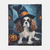 Cavalier King Pumpkins Halloween Beängstigend Fleecedecke (Vorderseite)