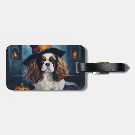 Cavalier King Pumpkins Halloween Beängstigend Gepäckanhänger (Rückseite horizontal)
