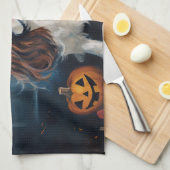 Cavalier King Pumpkins Halloween Beängstigend Geschirrtuch (Viertel Falte)