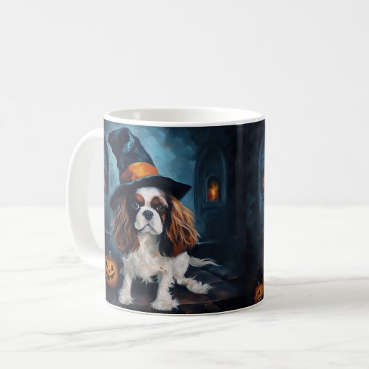 Cavalier King Pumpkins Halloween Beängstigend Kaffeetasse (Vorderseite Links)