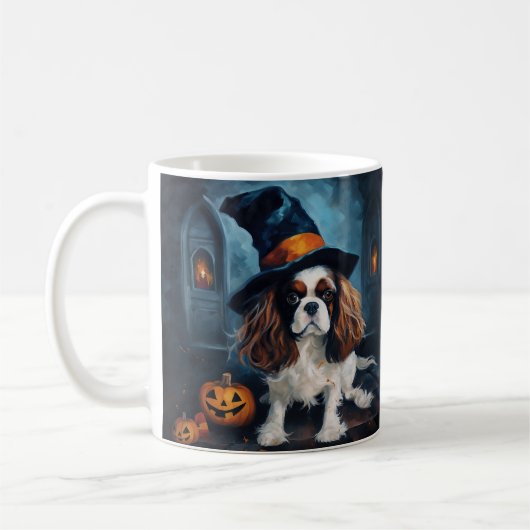 Cavalier King Pumpkins Halloween Beängstigend Kaffeetasse (Links)
