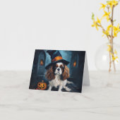 Cavalier King Pumpkins Halloween Beängstigend Karte (Gelbe Blume)