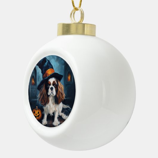 Cavalier King Pumpkins Halloween Beängstigend Keramik Kugel-Ornament (Rechts)