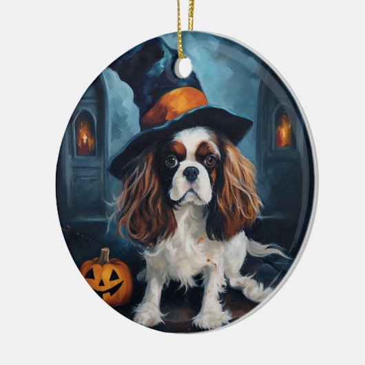 Cavalier King Pumpkins Halloween Beängstigend Keramik Ornament (Links)