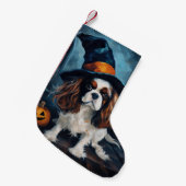 Cavalier King Pumpkins Halloween Beängstigend Kleiner Weihnachtsstrumpf (Vorderansicht (hängend))
