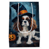 Cavalier King Pumpkins Halloween Beängstigend Mittlere Geschenktüte (Rückseite)