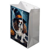 Cavalier King Pumpkins Halloween Beängstigend Mittlere Geschenktüte (Rückseite Schrägansicht)