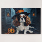 Cavalier King Pumpkins Halloween Beängstigend Puzzle (Horizontal)