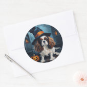 Cavalier King Pumpkins Halloween Beängstigend Runder Aufkleber (Umschlag)