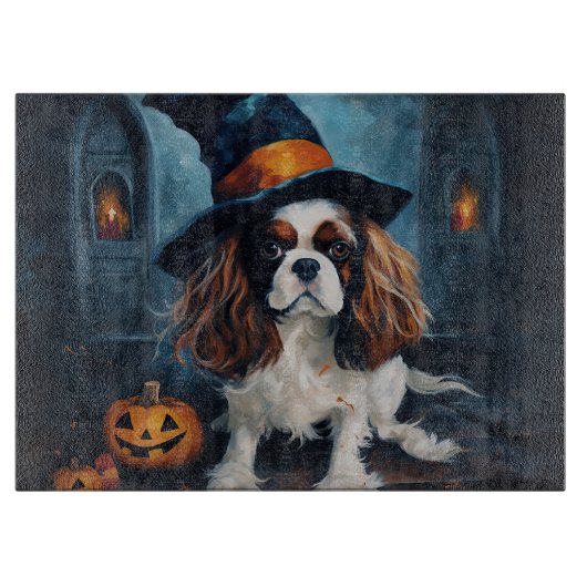 Cavalier King Pumpkins Halloween Beängstigend Schneidebrett (Vorderseite)