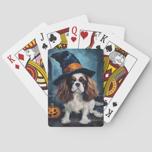 Cavalier King Pumpkins Halloween Beängstigend Spielkarten (Rückseite)