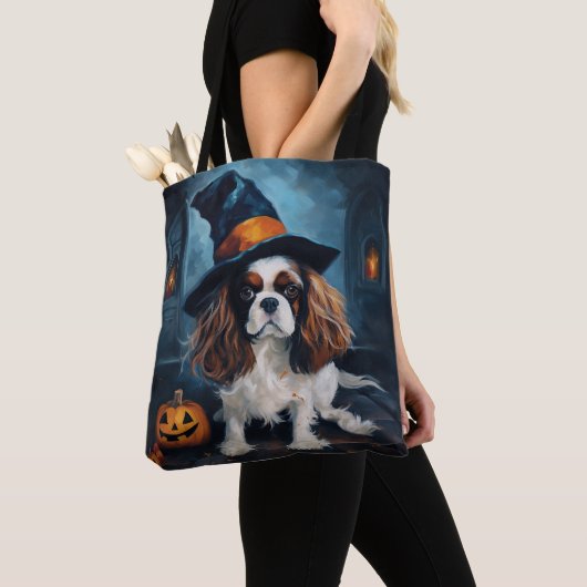 Cavalier King Pumpkins Halloween Beängstigend Tasche (Von Nahem)