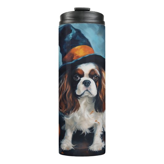 Cavalier King Pumpkins Halloween Beängstigend Thermosbecher (Vorderseite)