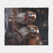 Cavalier King Snowy Sleigh Weihnachtsdekor Fleecedecke (Vorderseite (Horizontal))