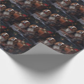 Cavalier King Snowy Sleigh Weihnachtsdekor Geschenkpapier (Ecke)