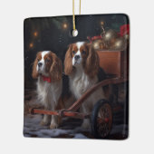 Cavalier King Snowy Sleigh Weihnachtsdekor Keramikornament (Links)