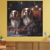 Cavalier King Snowy Sleigh Weihnachtsdekor Leinwanddruck (Insitu (Wohnzimmer))