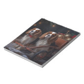 Cavalier King Snowy Sleigh Weihnachtsdekor Notizblock (Rotiert)