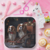 Cavalier King Snowy Sleigh Weihnachtsdekor Pappteller (Party)