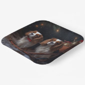 Cavalier King Snowy Sleigh Weihnachtsdekor Pappteller (Gewinkelt)