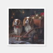 Cavalier King Snowy Sleigh Weihnachtsdekor Serviette (Vorderseite)